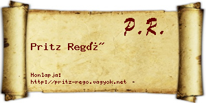 Pritz Regő névjegykártya